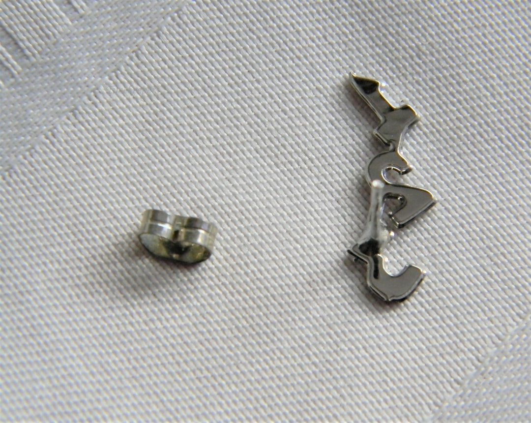 p073 New/ Old Stock Silver Tone Number Earrings on Original Card