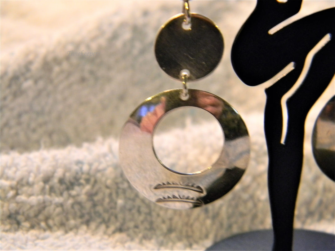 j838 Unique Sterling Silver Round Tiered Dangle Earrings