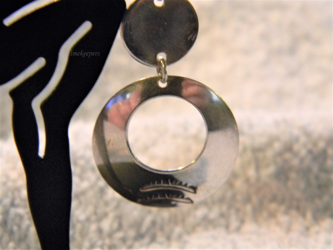 j838 Unique Sterling Silver Round Tiered Dangle Earrings