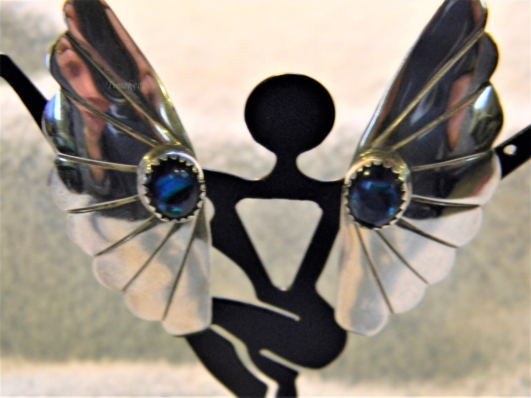 j842 Beautiful Sterling Silver Earrings like Butterfly Wings with Blue Stone