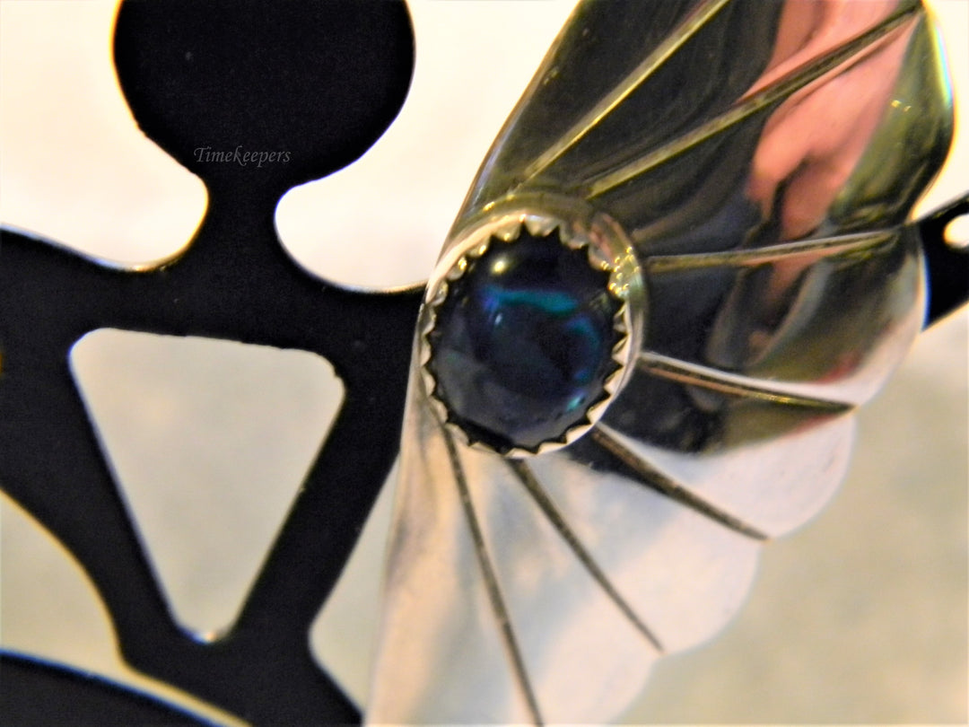 j842 Beautiful Sterling Silver Earrings like Butterfly Wings with Blue Stone