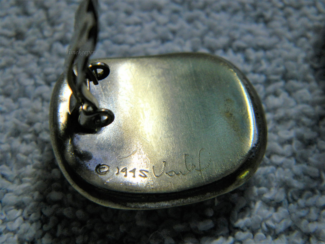 j849 Pretty Vintage Rectangle Sterling Silver and Silver Tone Earrings Clip on