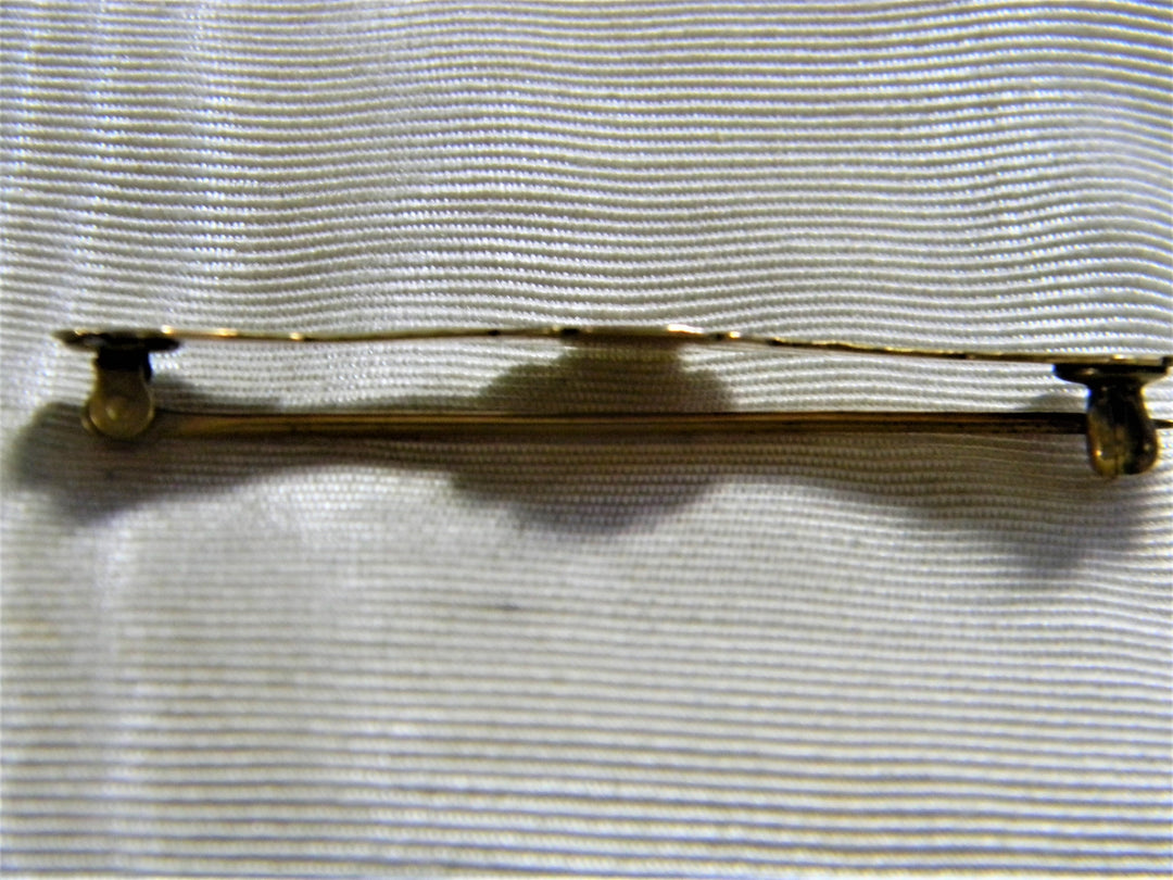 j855 Vintage G.F. Bar Brooch with Embossed Design