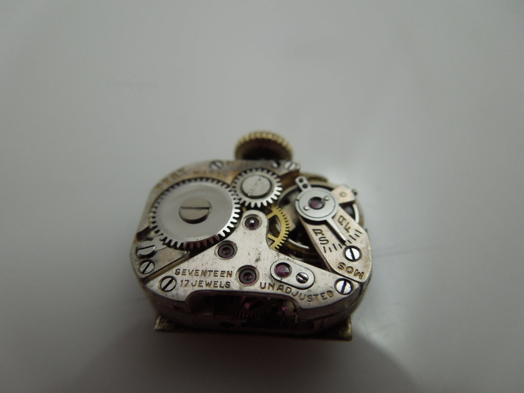 g787 Gorgeous Ladies Antique 14kt Rose Gold Diamond and Ruby Pery Wristwatch