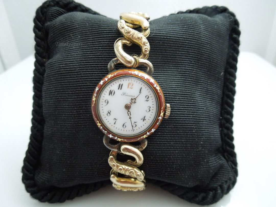 g788 Lovely Ladies Decorated Cloisonne Princess Silver Mechanical Wristwatch with Scissor Band