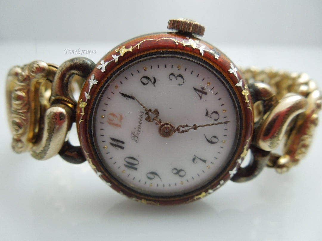 g788 Lovely Ladies Decorated Cloisonne Princess Silver Mechanical Wristwatch with Scissor Band