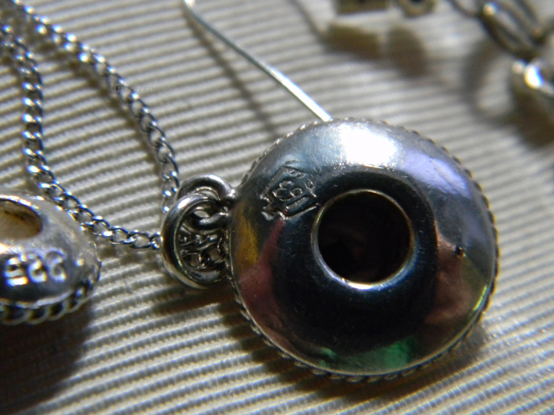 j866 Vintage Sterling Silver Set Sombrero Necklace and Earring Set