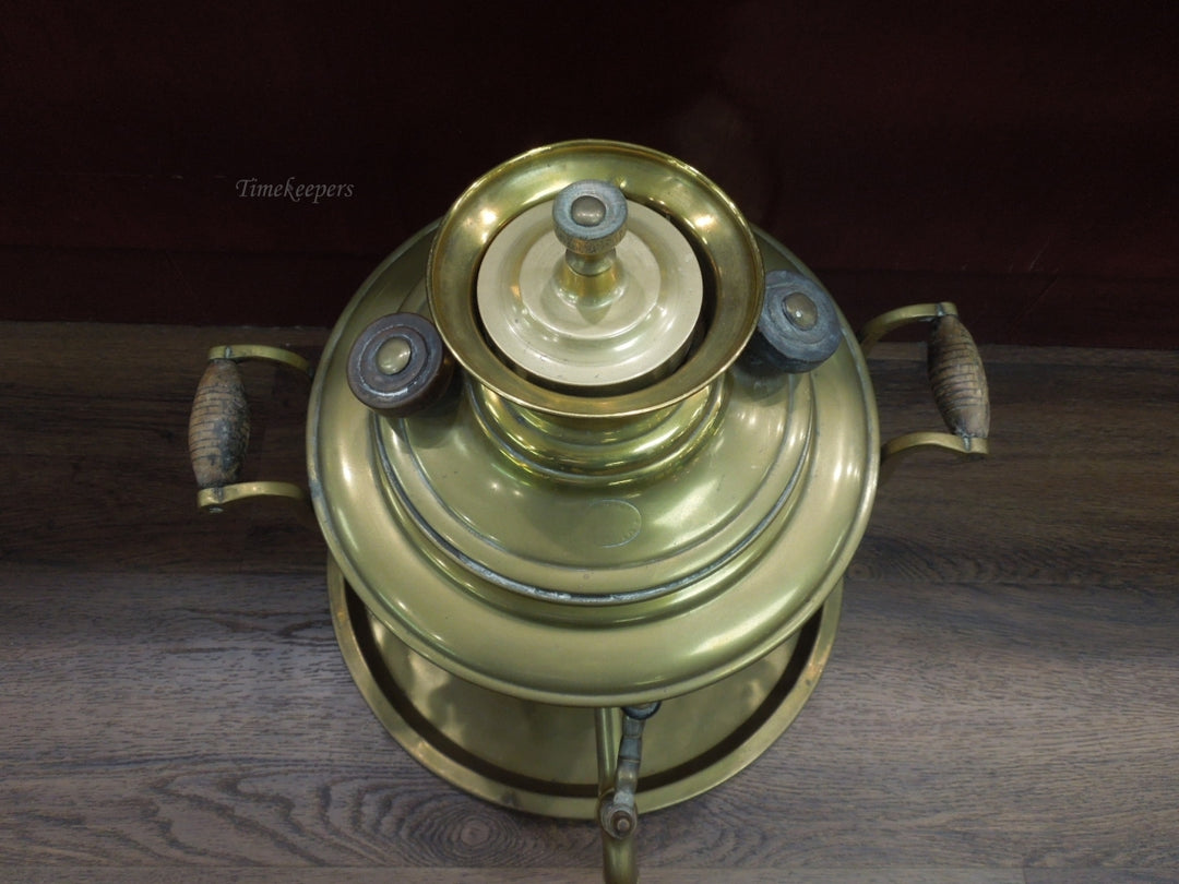 q869 Antique Brass Russian Samovar Tsarist Coal Coffee Wood Handle Rare Old