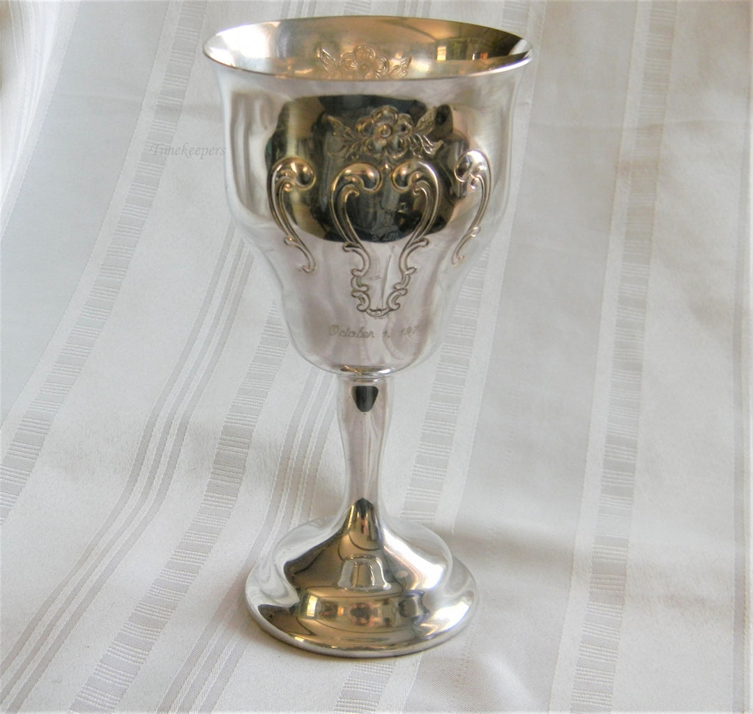 p117 Vintage EP Silver Plated Gorham Goblet with Engraving