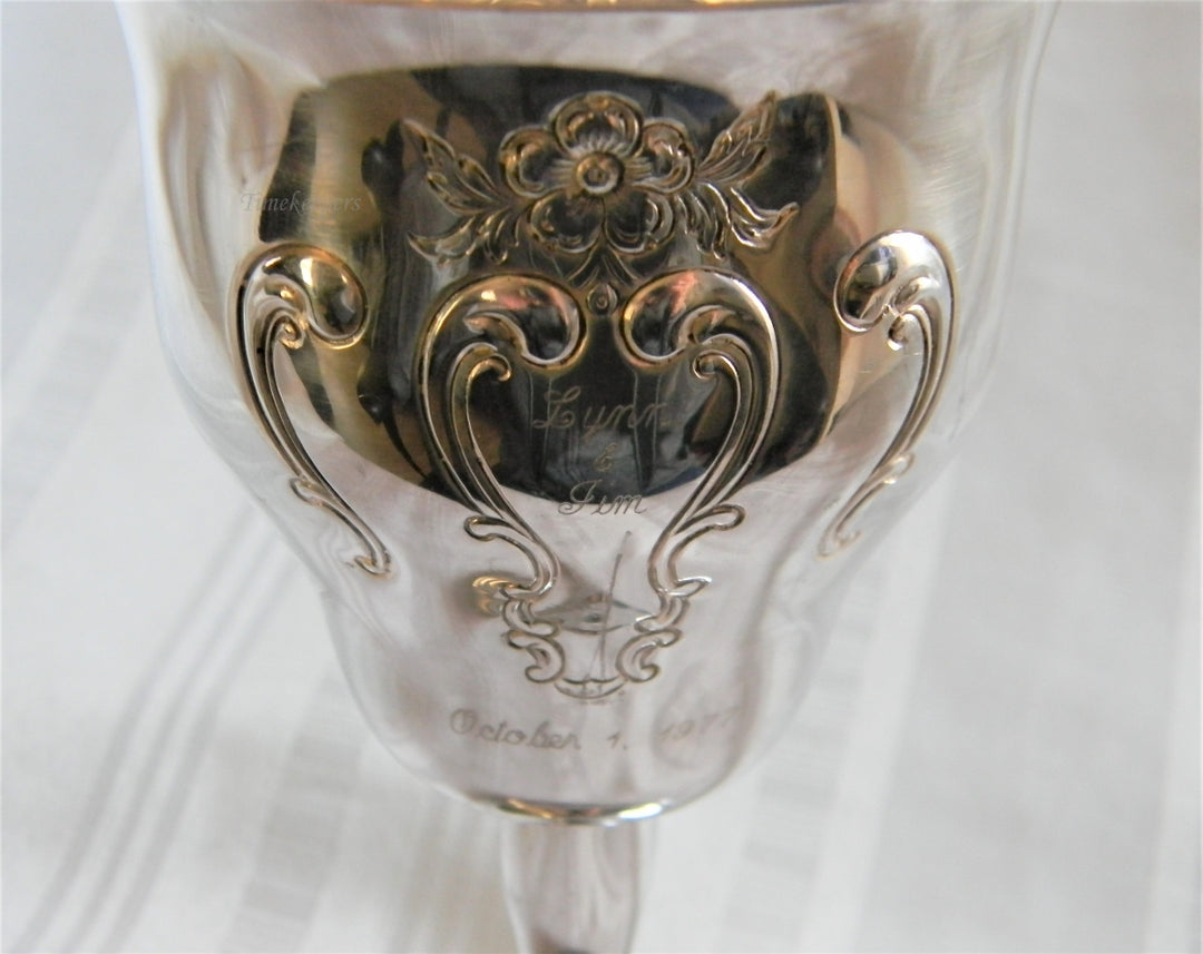 p117 Vintage EP Silver Plated Gorham Goblet with Engraving