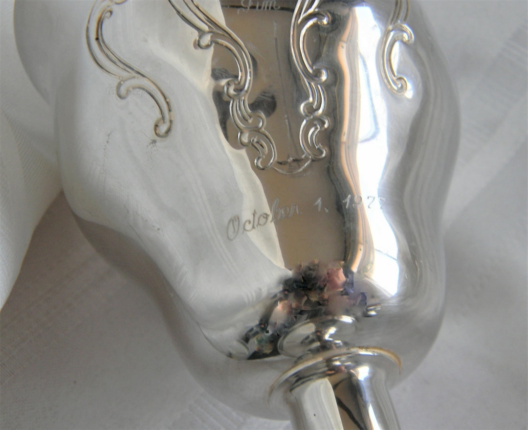 p117 Vintage EP Silver Plated Gorham Goblet with Engraving