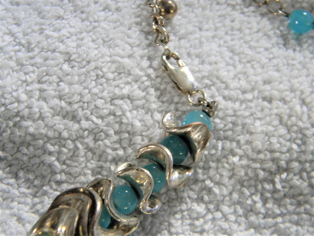 j873 Stunning Sterling and Blue Glass Bead Adjustable Necklace