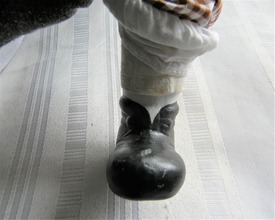 p120 Wonderful Vintage Clown Doll with cloth Body Porcelain Head, Hands, Feet