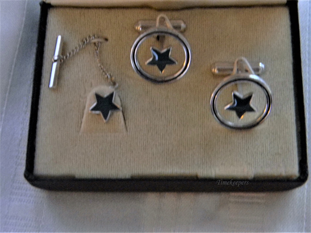j205 Vintage New/ Old Stock Anson Star Cuff Links and Tie Tack in Original Box