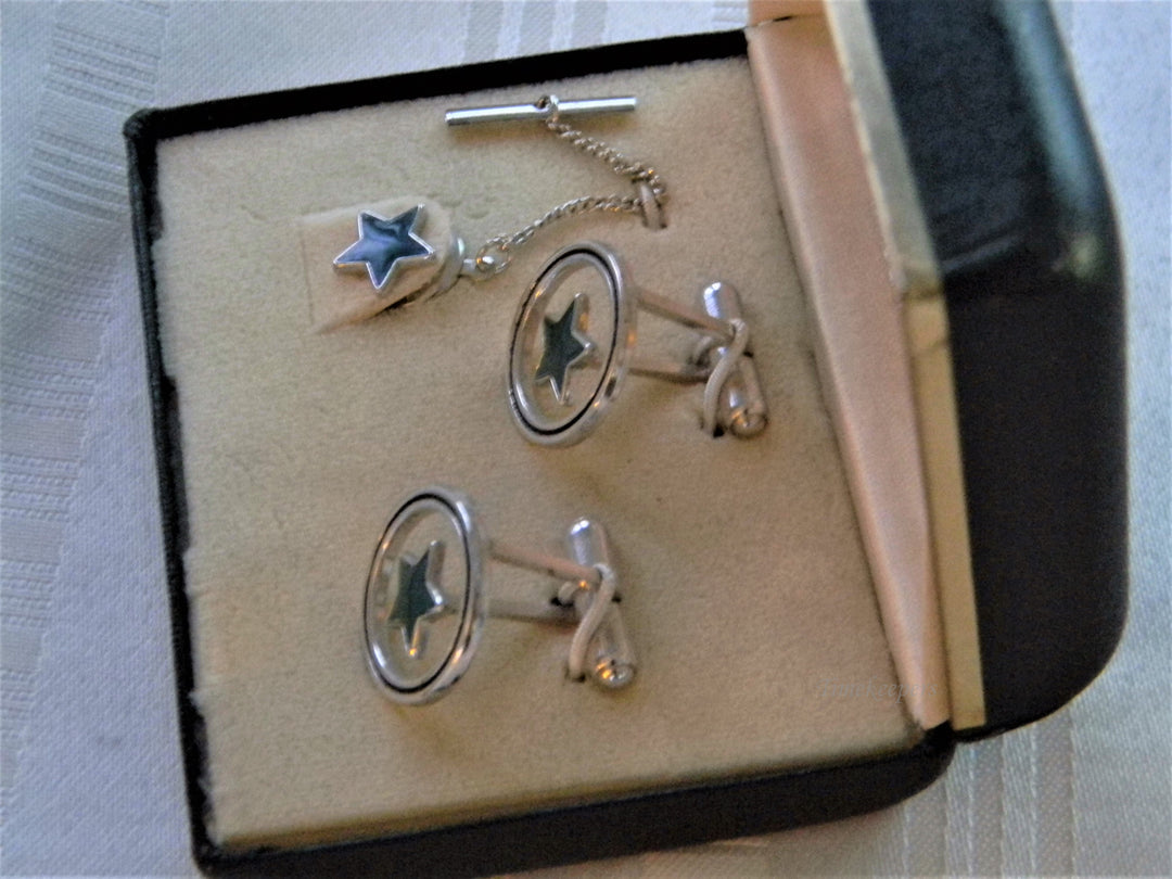 j205 Vintage New/ Old Stock Anson Star Cuff Links and Tie Tack in Original Box