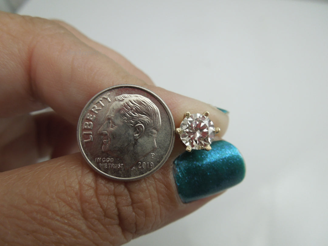 g811 Gorgeous Unisex 14kt Yellow Gold 2.50cts Diamond Earring Studs