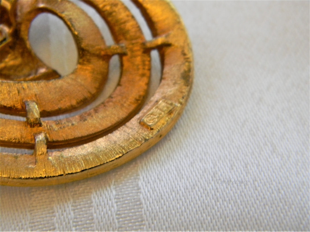 j208 Beautiful Unique Gold Tone Modern Geometric Brooch Signed JJ