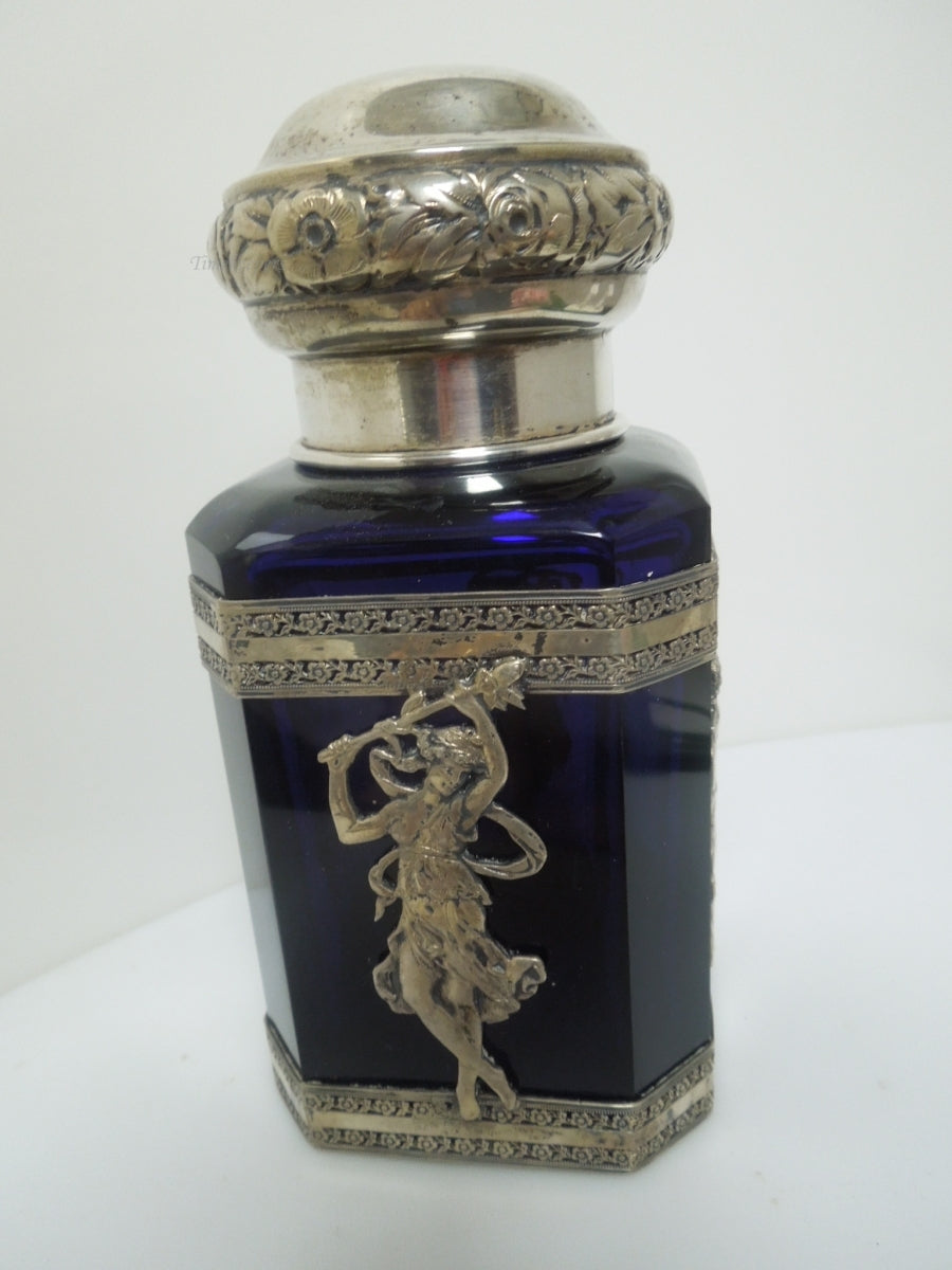 s320 Vintage Cobalt Blue Perfume Bottle & 800 Silver Empty