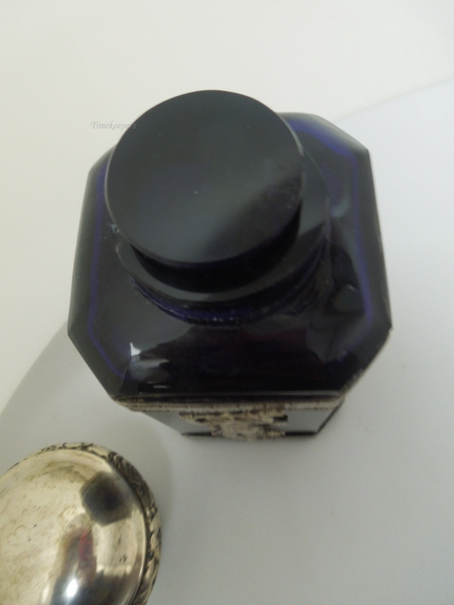 s320 Vintage Cobalt Blue Perfume Bottle & 800 Silver Empty