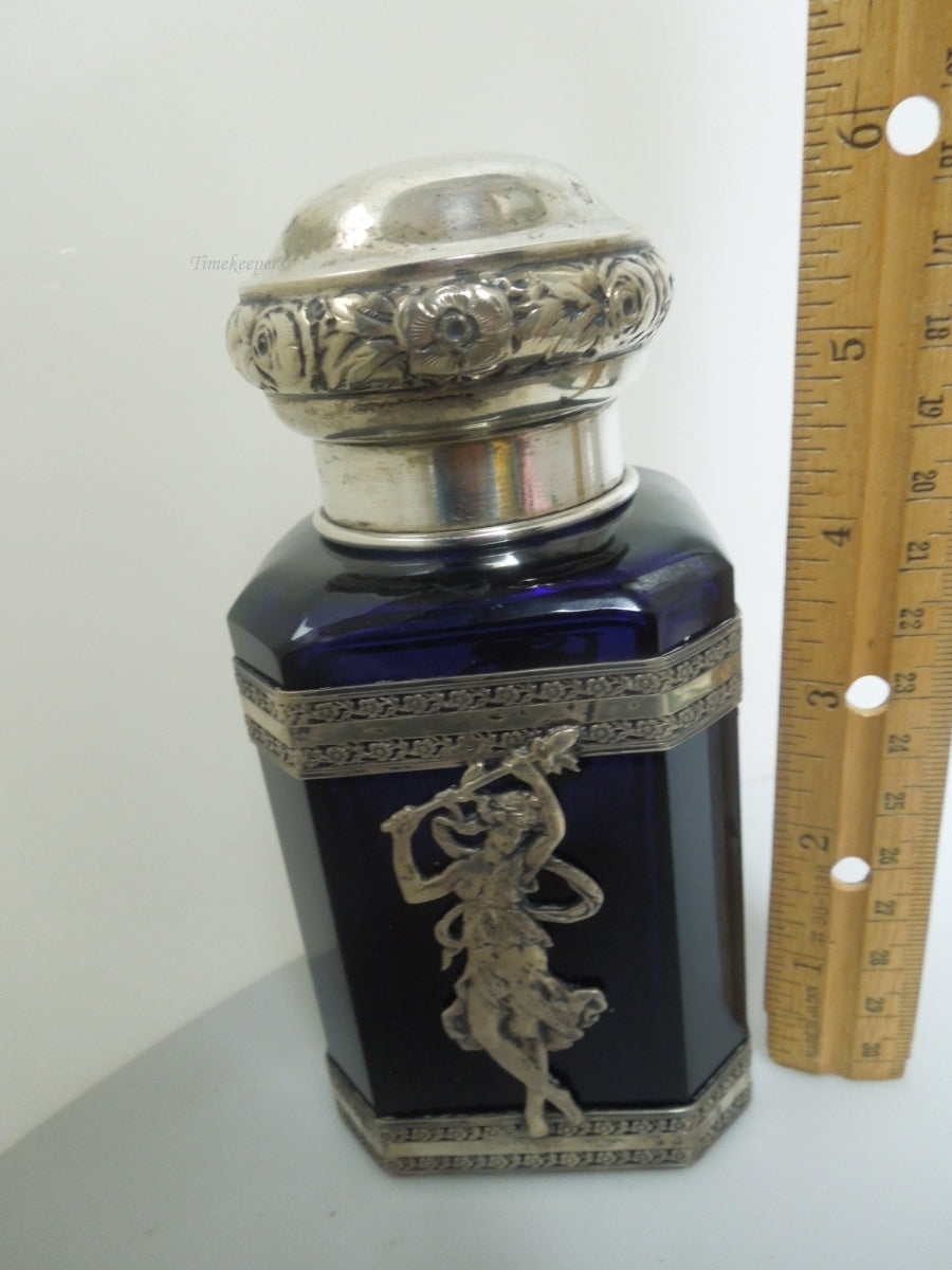 s320 Vintage Cobalt Blue Perfume Bottle & 800 Silver Empty