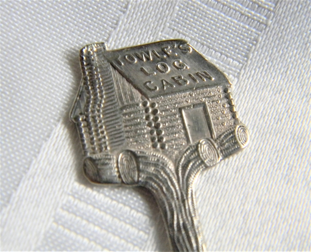 p165 Vintage Silver Plate Towle's Log Cabin Demitasse Advertising Spoons