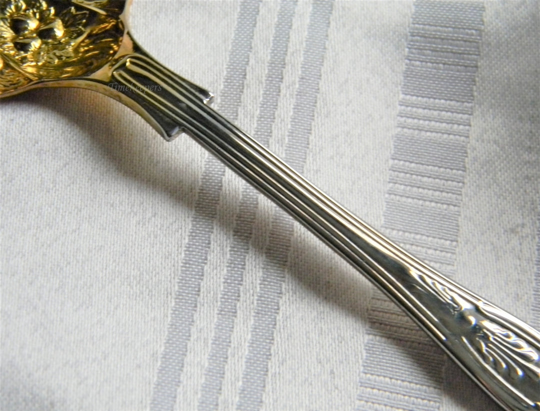 p167 Beautiful Vintage Sheffield Silver Plate Jelly Spoon with Gold Wash Bowl
