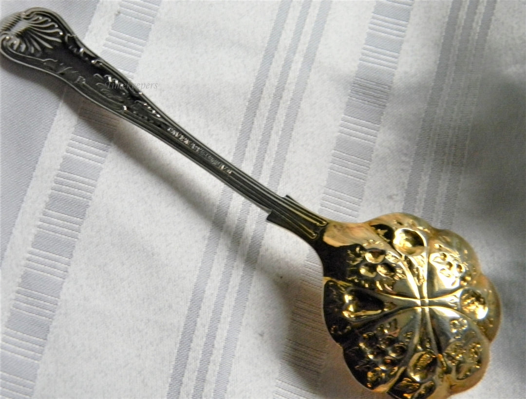 p167 Beautiful Vintage Sheffield Silver Plate Jelly Spoon with Gold Wash Bowl