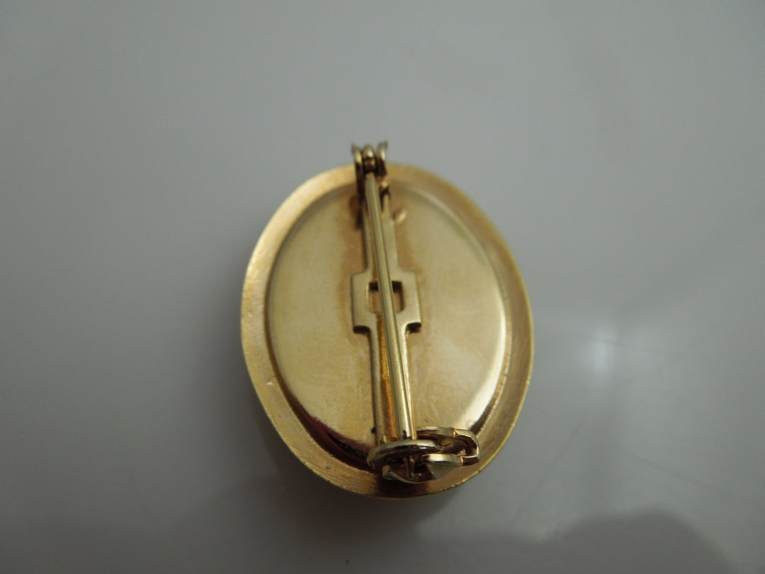 g849 Pretty Ladies Gold Plated Cameo Brooch