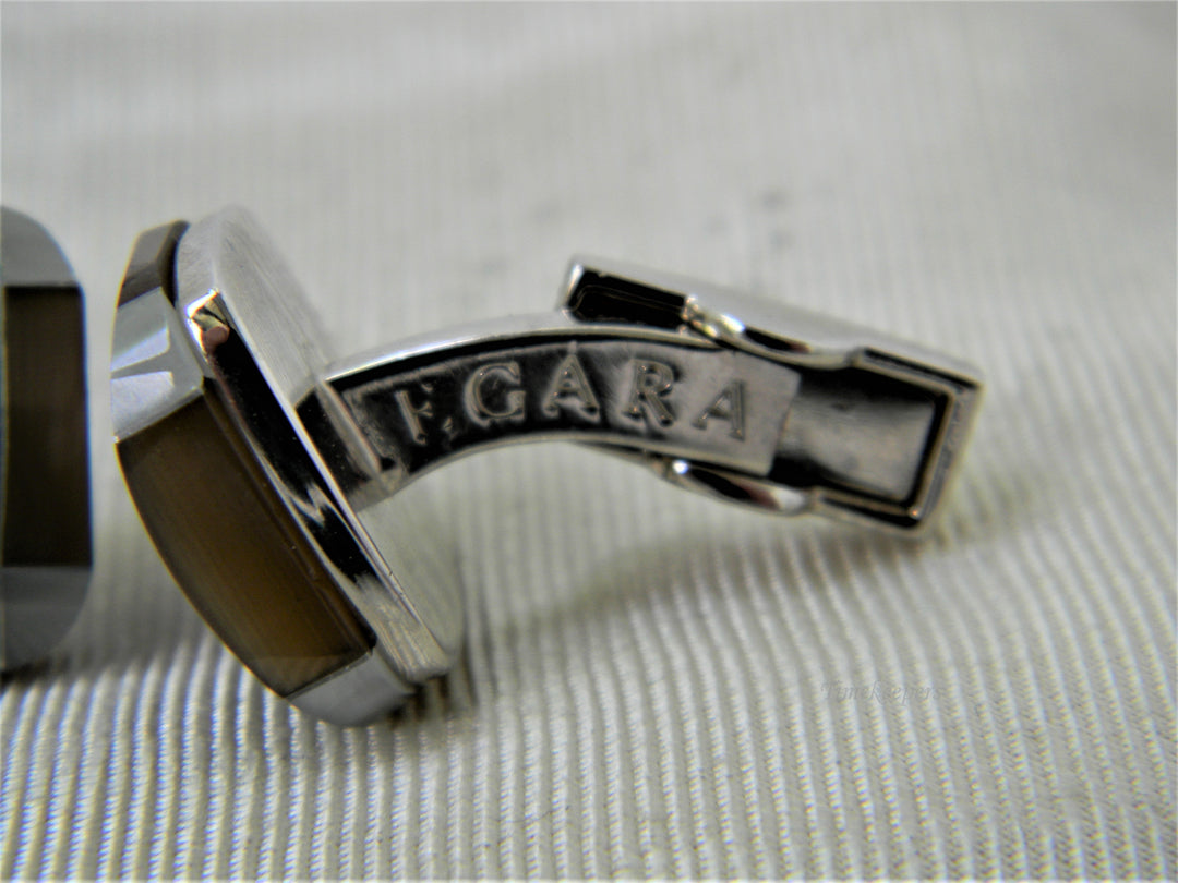 j243 Handsome Inlay Design Ecara Cuff Links in Silver Tone