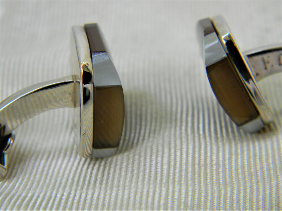 j243 Handsome Inlay Design Ecara Cuff Links in Silver Tone