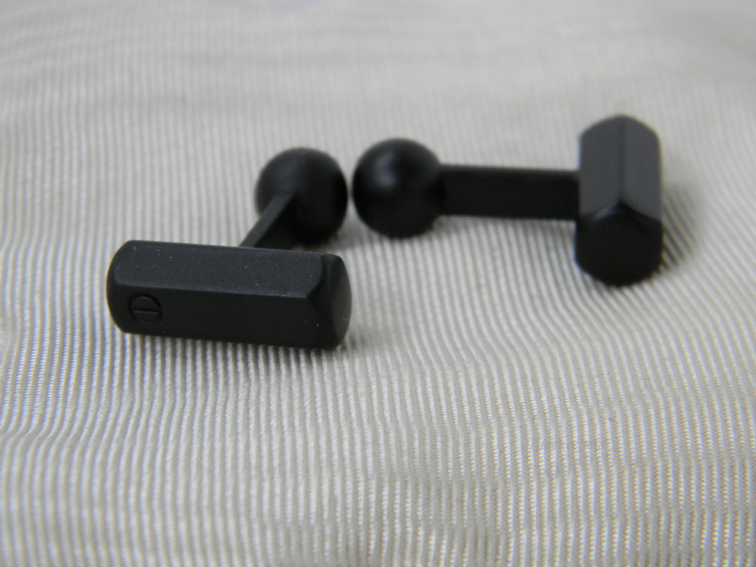j244 Unique Handsome Hexagon Bar Cuff Links in Black Satin Finish
