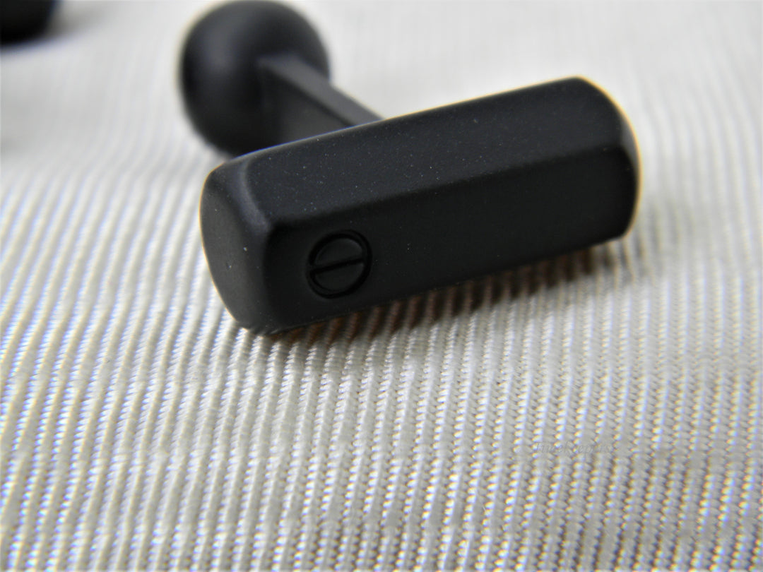 j244 Unique Handsome Hexagon Bar Cuff Links in Black Satin Finish