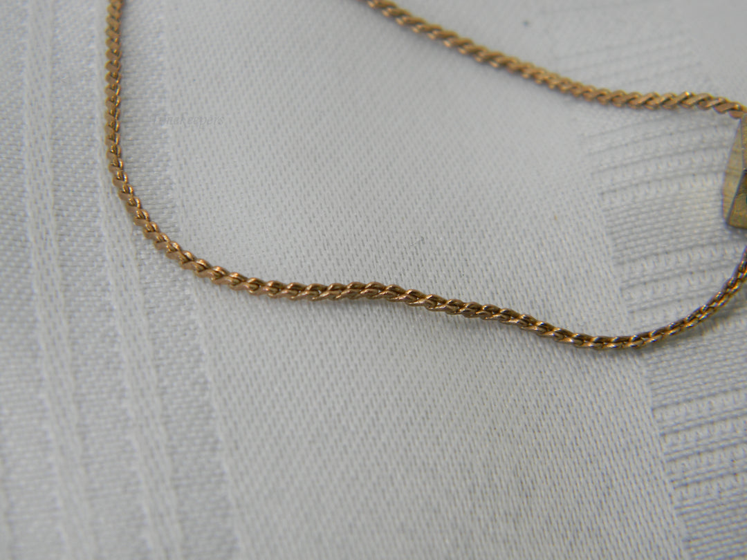 j918 Retro Endura Rectangle Pendant watch with 24" Chain in Gold Tone