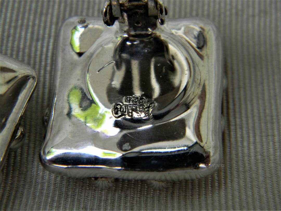 j252 Beautiful Sterling Silver Square Clip Earrings with Red &amp; Purple Stones