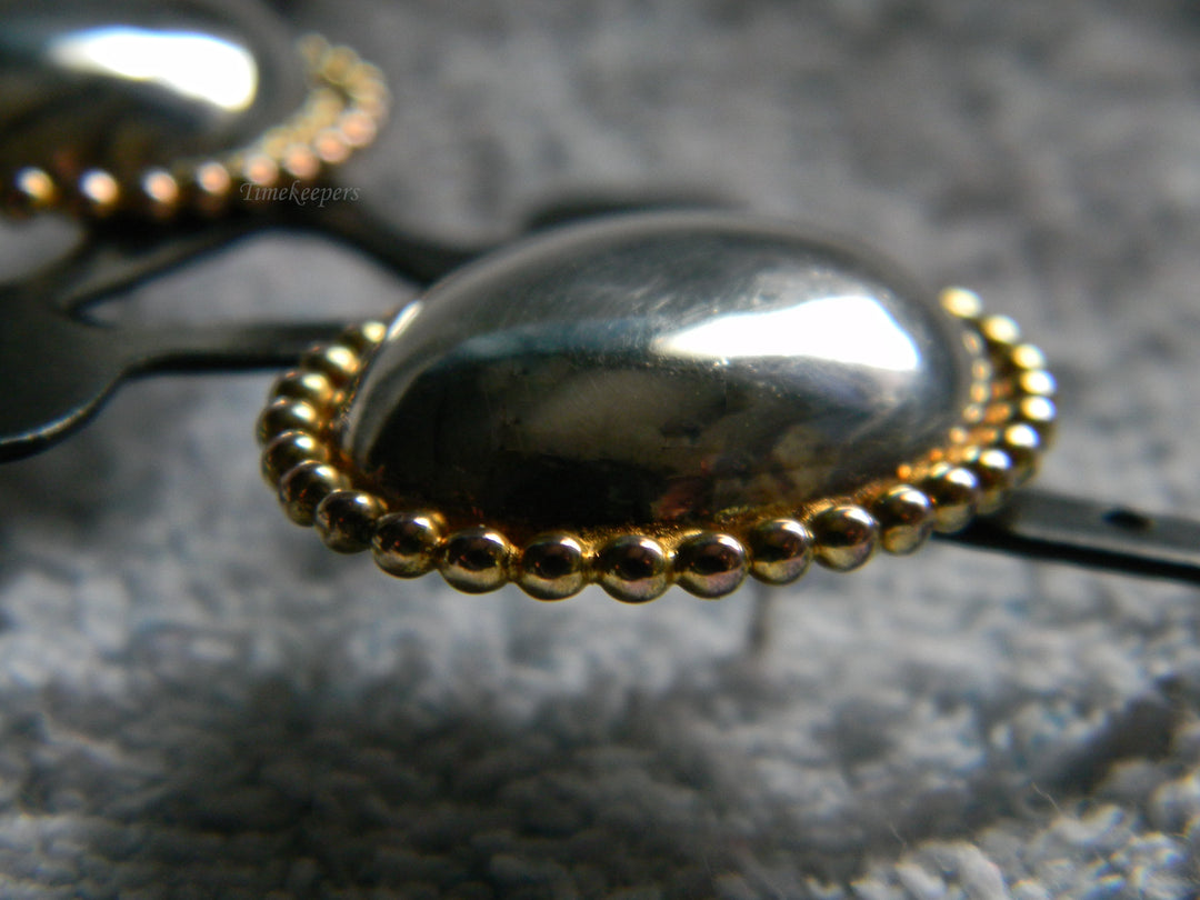 j929 Beautiful Oval Sterling Silver Earrings on Posts with Gold Wash Frame