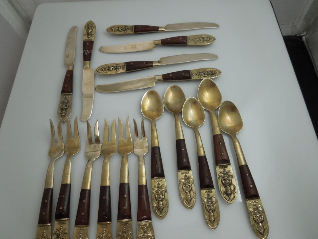 h936 Vintage Preowned Siam Thialand Devas God Set of cocktail Serving Pieces