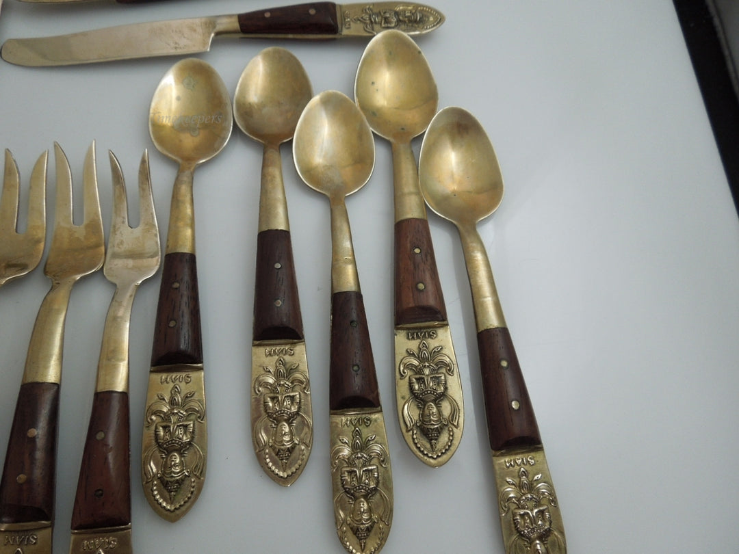 h936 Vintage Preowned Siam Thialand Devas God Set of cocktail Serving Pieces