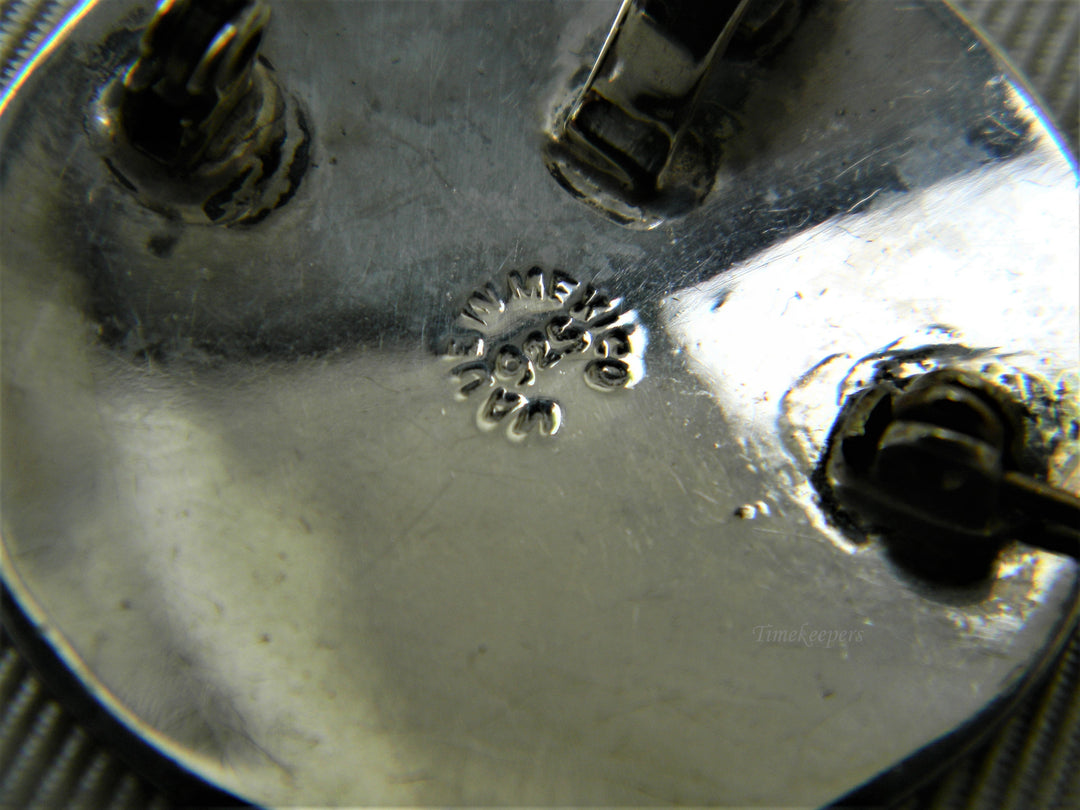 j261 Vintage Sterling Niello Gray Enamel Round Flower Brooch/ Pendant