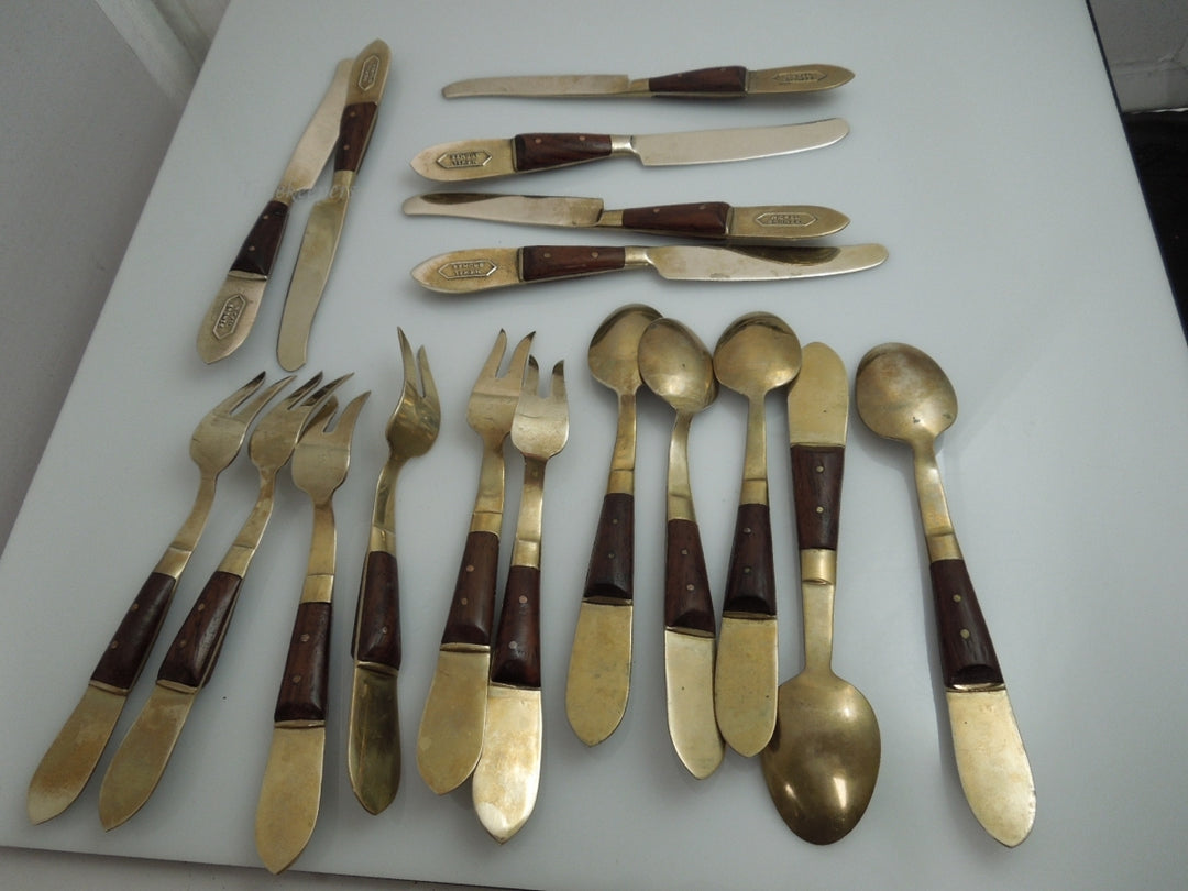 h936 Vintage Preowned Siam Thialand Devas God Set of cocktail Serving Pieces