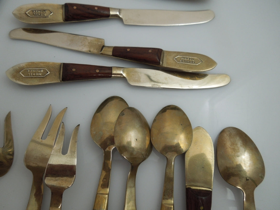 h936 Vintage Preowned Siam Thialand Devas God Set of cocktail Serving Pieces