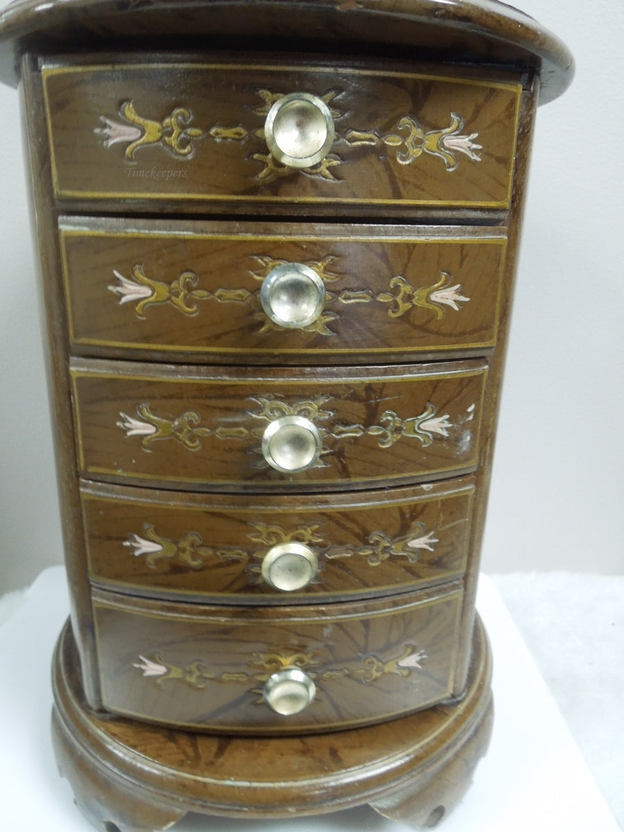 q959 Vintage Wooden Musical Jewelry Box, 5 Drawer Jewelry Chest Trinket Music Box Organizer