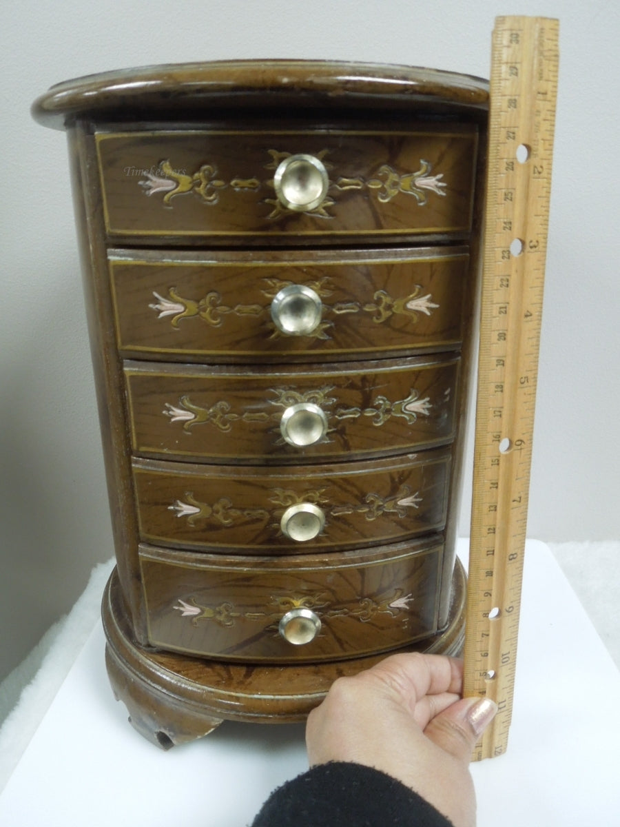 q959 Vintage Wooden Musical Jewelry Box, 5 Drawer Jewelry Chest Trinket Music Box Organizer