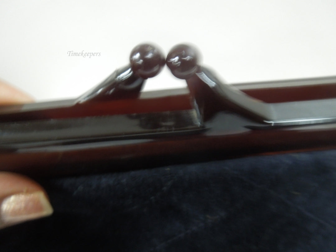 q960 Vintage Black Velvet Evening Bag Clutch Purse Collectible Handbag