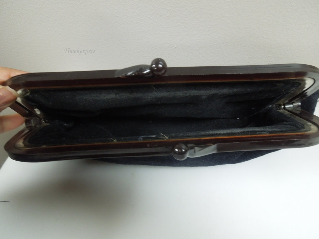 q960 Vintage Black Velvet Evening Bag Clutch Purse Collectible Handbag