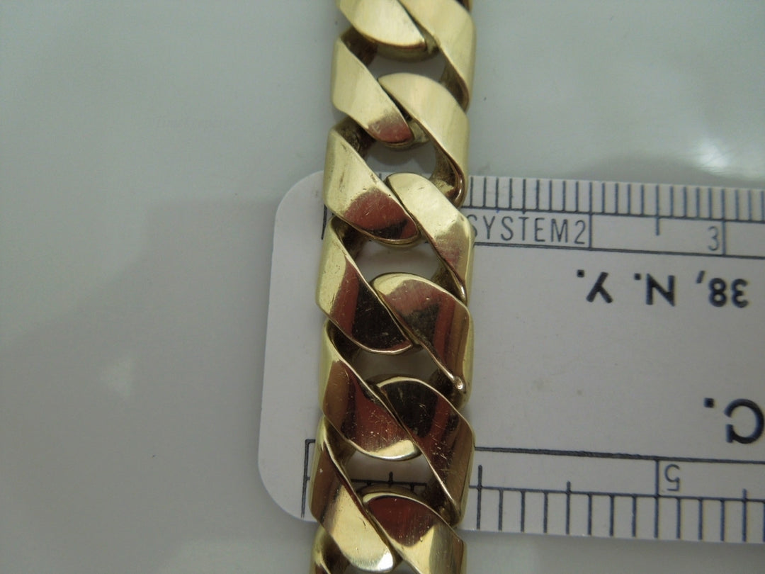 g876 Stylish Unisex 14kt Yellow Gold Cuban Link 8.25" Bracelet