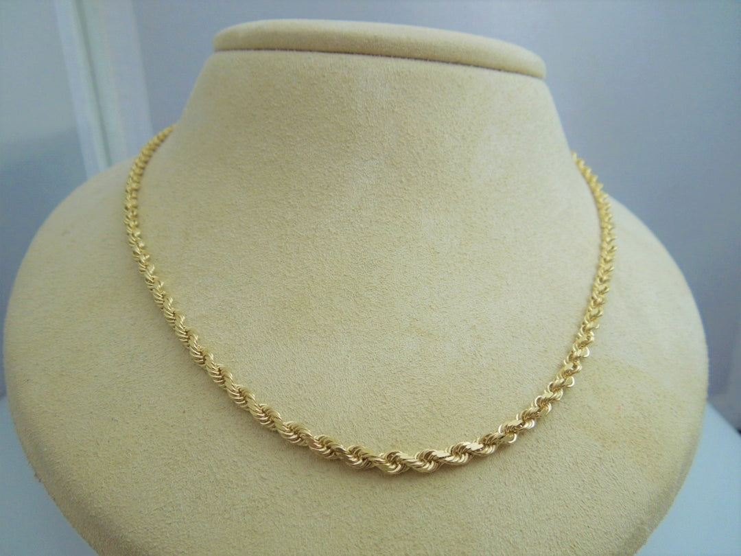 g877 Nice Unisex 14kt Yellow Gold 17.5" Solid Rope Necklace