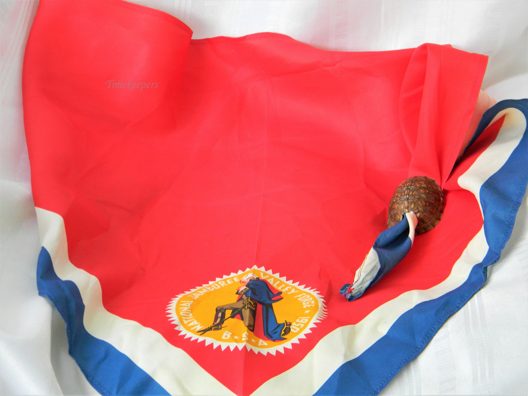 j947 BSA Neckerchief 1950 2nd National Jamboree with Turtle Shell Slide