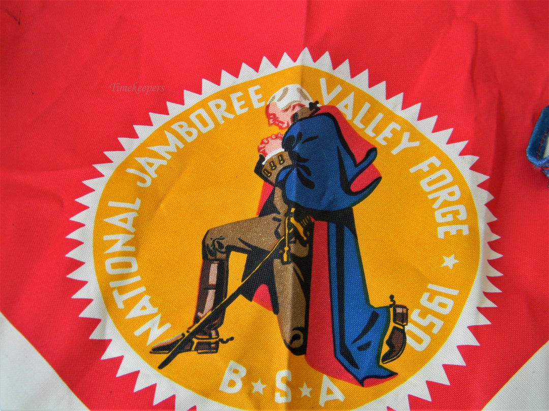 j947 BSA Neckerchief 1950 2nd National Jamboree with Turtle Shell Slide