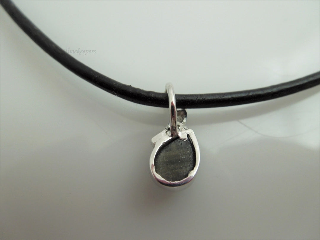 g887 Lovely Ladies Diamond and Labradorite Pendant on a 17.5" Black Cord with 14kt White Gold Clasp