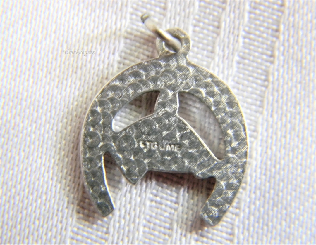 p213 Vintage Sterling Horse Shoe with Horse Head inside Pendant (No Chain)